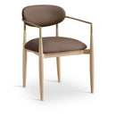  Color_Brown -- Riccio Brown Vegan Leather Upholstered Dining Arm Chair IMAGE 1