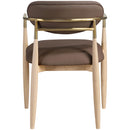  Color_Brown -- Riccio Brown Vegan Leather Upholstered Dining Arm Chair IMAGE 4
