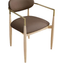  Color_Brown -- Riccio Brown Vegan Leather Upholstered Dining Arm Chair IMAGE 5