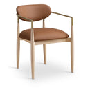  Color_Cognac -- Riccio Cognac Vegan Leather Upholstered Dining Arm Chair IMAGE 1