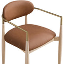  Color_Cognac -- Riccio Cognac Vegan Leather Upholstered Dining Arm Chair IMAGE 6