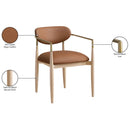  Color_Cognac -- Riccio Cognac Vegan Leather Upholstered Dining Arm Chair IMAGE 9