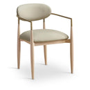  Color_Taupe -- Riccio Taupe Vegan Leather Upholstered Dining Arm Chair IMAGE 1