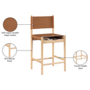  Color_Cognac -- Rawlins Cognac Vegan Leather Upholstered Counter Stool IMAGE 9