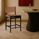  Meridian Rawlins Cognac Vegan Leather Upholstered Counter Stool IMAGE 2