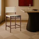  Meridian Rawlins Beige Vegan Leather Upholstered Counter Stool IMAGE 2