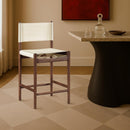  Meridian Rawlins Cream Vegan Leather Upholstered Counter Stool IMAGE 2