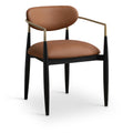  Color_Cognac -- Riccio Cognac Vegan Leather Upholstered Dining Arm Chair IMAGE 1