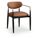  Color_Cognac -- Riccio Cognac Vegan Leather Upholstered Dining Arm Chair IMAGE 1