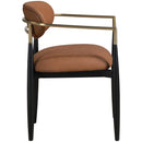  Color_Cognac -- Riccio Cognac Vegan Leather Upholstered Dining Arm Chair IMAGE 3
