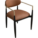  Color_Cognac -- Riccio Cognac Vegan Leather Upholstered Dining Arm Chair IMAGE 5