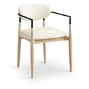  Color_Cream -- Riccio Cream Vegan Leather Upholstered Dining Arm Chair IMAGE 1