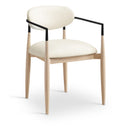  Meridian Riccio Cream Vegan Leather Upholstered Dining Arm Chair IMAGE 1