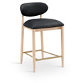  Meridian Riccio Black Vegan Leather Upholstered Stool IMAGE 1