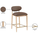  Color_Brown -- Riccio Brown Vegan Leather Upholstered Stool IMAGE 10