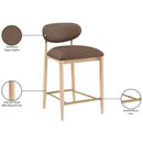  Meridian Riccio Brown Vegan Leather Upholstered Stool IMAGE 10