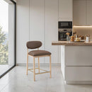  Meridian Riccio Brown Vegan Leather Upholstered Stool IMAGE 2