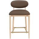  Color_Brown -- Riccio Brown Vegan Leather Upholstered Stool IMAGE 3