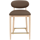  Meridian Riccio Brown Vegan Leather Upholstered Stool IMAGE 3