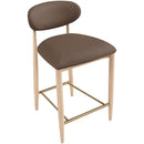  Color_Brown -- Riccio Brown Vegan Leather Upholstered Stool IMAGE 6