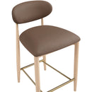  Color_Brown -- Riccio Brown Vegan Leather Upholstered Stool IMAGE 7