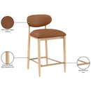  Meridian Riccio Cognac Vegan Leather Upholstered Stool IMAGE 10