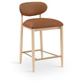  Color_Cognac -- Riccio Cognac Vegan Leather Upholstered Stool IMAGE 1