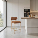  Color_Cognac -- Riccio Cognac Vegan Leather Upholstered Stool IMAGE 2