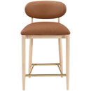  Color_Cognac -- Riccio Cognac Vegan Leather Upholstered Stool IMAGE 3