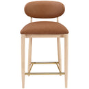  Meridian Riccio Cognac Vegan Leather Upholstered Stool IMAGE 3