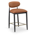  Color_Cognac -- Riccio Cognac Vegan Leather Upholstered Stool IMAGE 1