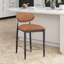  Meridian Riccio Cognac Vegan Leather Upholstered Stool IMAGE 2