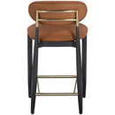  Color_Cognac -- Riccio Cognac Vegan Leather Upholstered Stool IMAGE 4