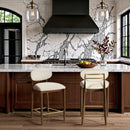  Color_Cream -- Riccio Cream Vegan Leather Upholstered Stool IMAGE 2