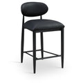  Meridian Riccio Black Vegan Leather Upholstered Stool IMAGE 1