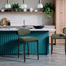  Meridian Riccio Olive Performance Fabric Upholstered Stool IMAGE 2