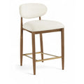  Meridian Riccio Beige Performance Fabric Upholstered Stool IMAGE 1