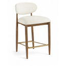  Meridian Riccio Beige Performance Fabric Upholstered Stool IMAGE 1