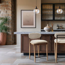  Meridian Riccio Cream Performance Fabric Upholstered Stool IMAGE 2