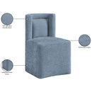  Meridian Duvina Light Blue Chenille Performance Fabric Upholstered Dining Chair IMAGE 10