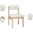 Color_Cream -- Roundhill Cream Linen Textured Fabric Upholstered Dining Chair IMAGE 9