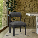  Meridian Roundhill Black Linen Textured Fabric Upholstered Dining Chair IMAGE 2