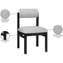  Meridian Roundhill Grey Linen Textured Fabric Upholstered Dining Chair IMAGE 9
