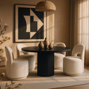  Color_Cream -- Cirelle Cream Linen Textured Performance Fabric Upholstered Dining Chair IMAGE 2