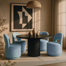  Color_Light Blue -- Cirelle Light Blue Linen Textured Performance Fabric Upholstered Dining Chair IMAGE 2
