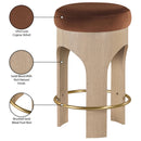  Meridian Bocceli Cognac Velvet Upholstered Counter Stool IMAGE 7