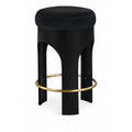  Color_Black -- Bocceli Black Velvet Upholstered Counter Stool IMAGE 1