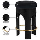  Color_Black -- Bocceli Black Velvet Upholstered Counter Stool IMAGE 7