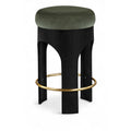  Color_Green -- Bocceli Green Velvet Upholstered Counter Stool IMAGE 1