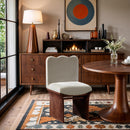  Meridian Shaw Cream Chenille Fabric Upholstered Dining Chair IMAGE 2
